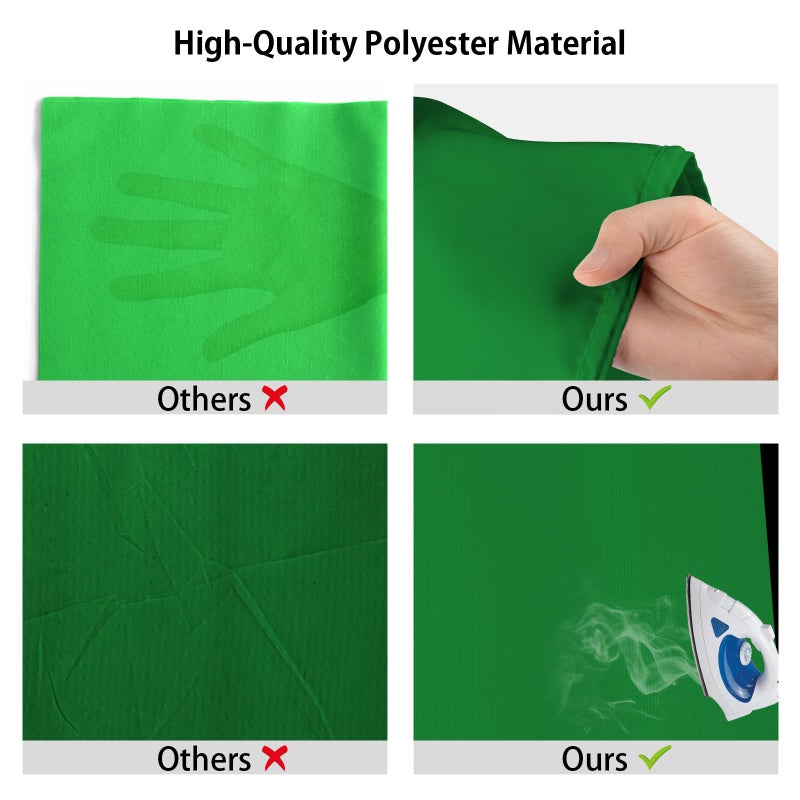 UTEBIT 5x6.5ft Green Screen Backdrop, Photography Backdrop Chroma Key Small Greenscreen Sheet Background for Streaming, Zoom Meeting, PS Keying, Video Creation, Studio Portrait Shoots (Backdrop Only) - Image 5